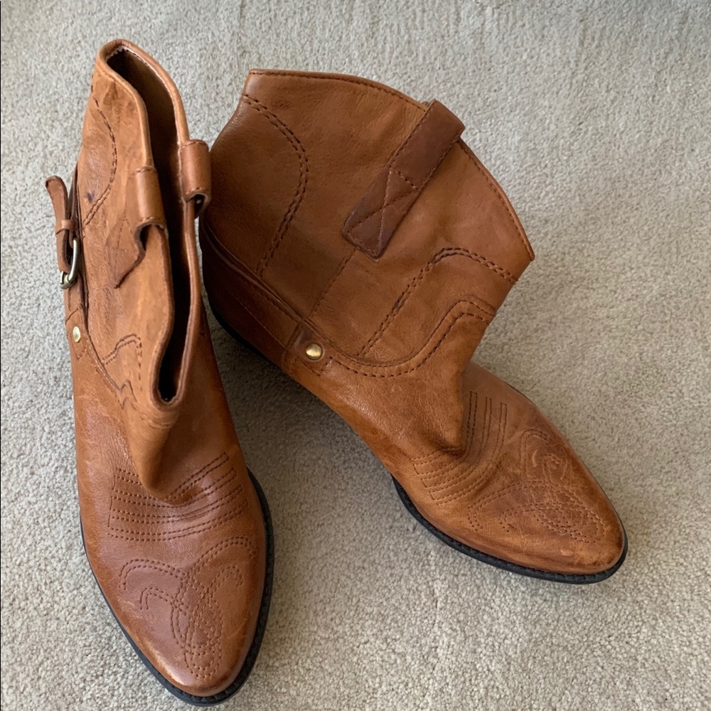 Franco Sarto leather cowboy boots/low